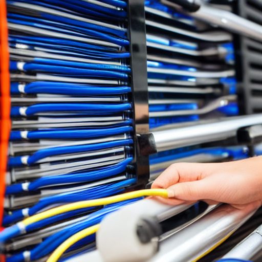 Technician terminating cables during maintenance