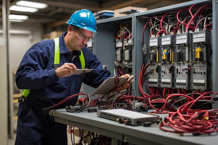 Engineer conducting a quality inspection